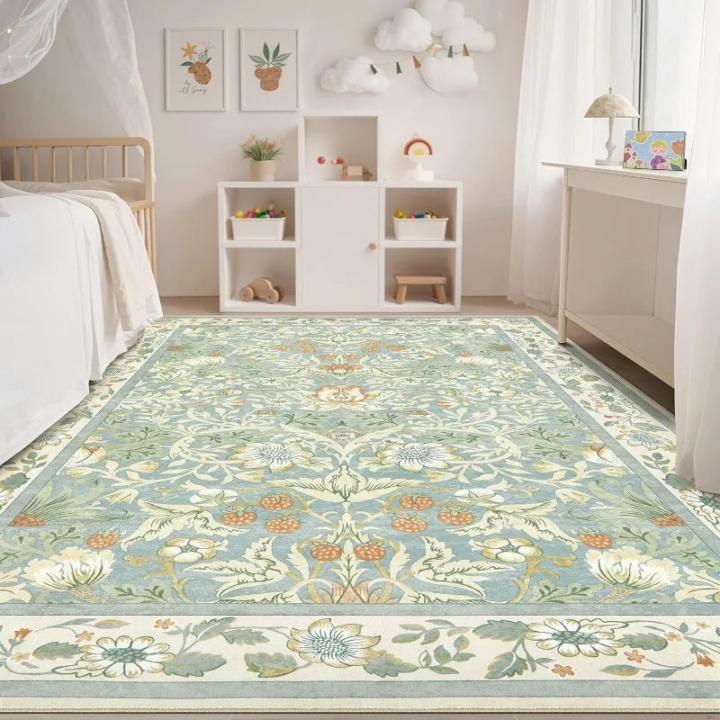 Amecrian Vintage Living Room Carpet Nonslip Machine Washable Print Coffee Table Floor Mat Large Bedroom Bedside Rug