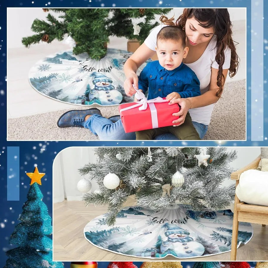 Electronic Winter Tree Skirt Snowman Snowflake Decor
