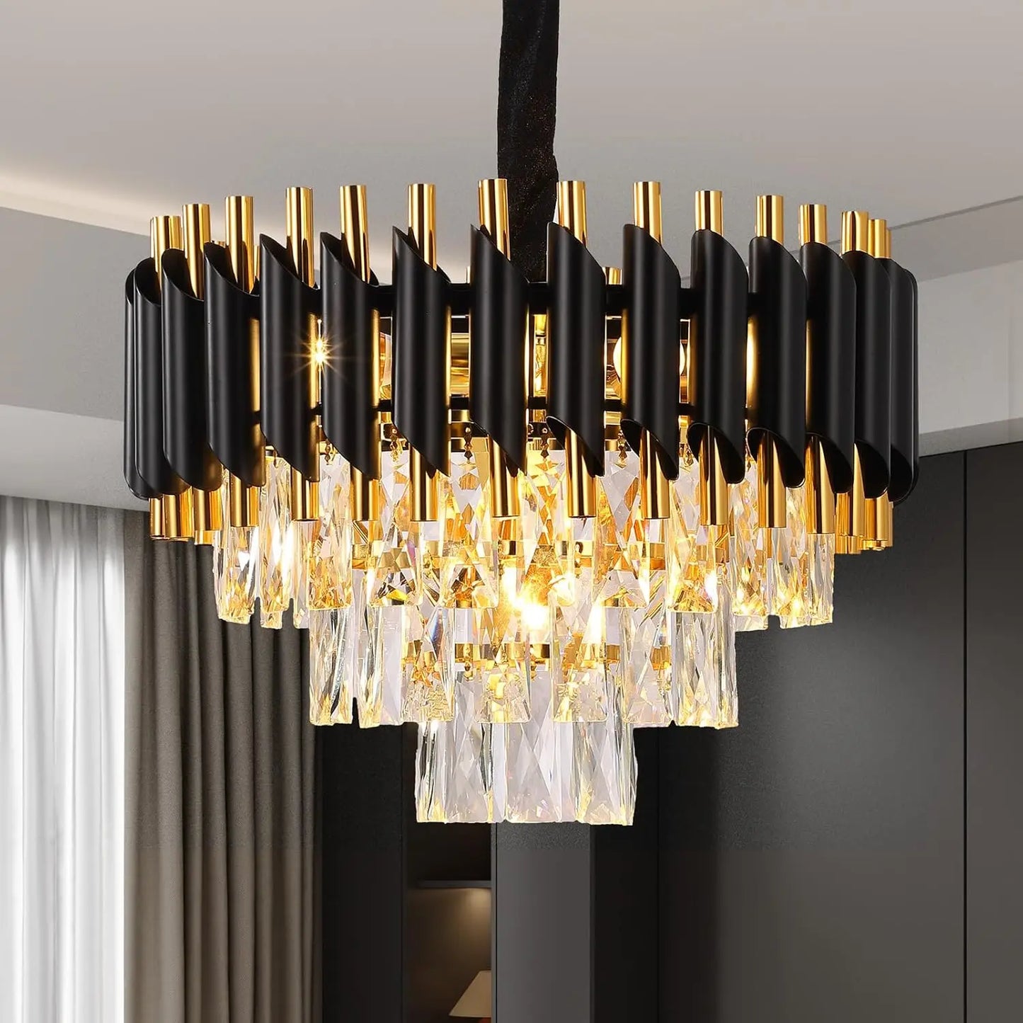Luxury Pendant Lights Crystal Aluminum Chandelier E12 Lamp Holder