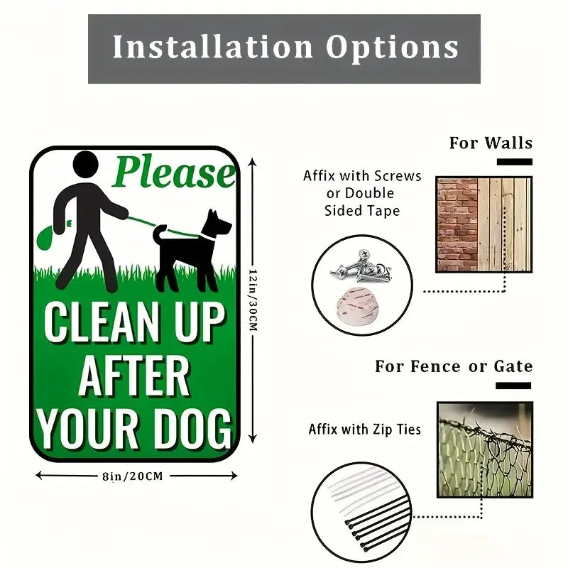 Metal Dog Waste Prohibition Yard Sign Weatherproof Aluminum