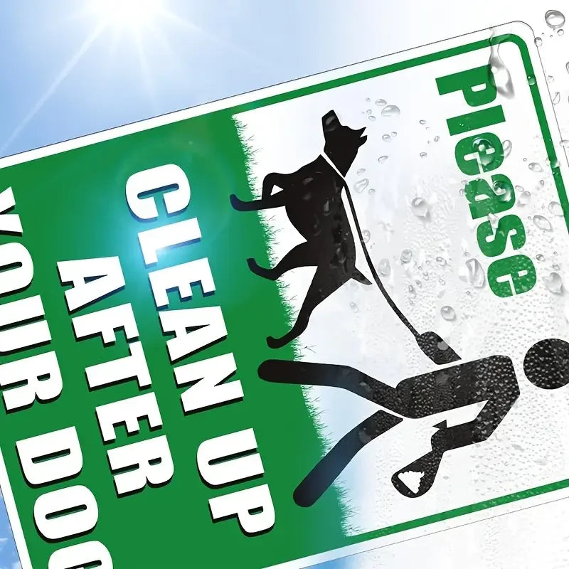 Metal Dog Waste Prohibition Yard Sign Weatherproof Aluminum