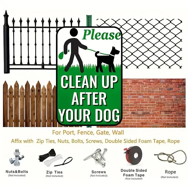 Metal Dog Waste Prohibition Yard Sign Weatherproof Aluminum