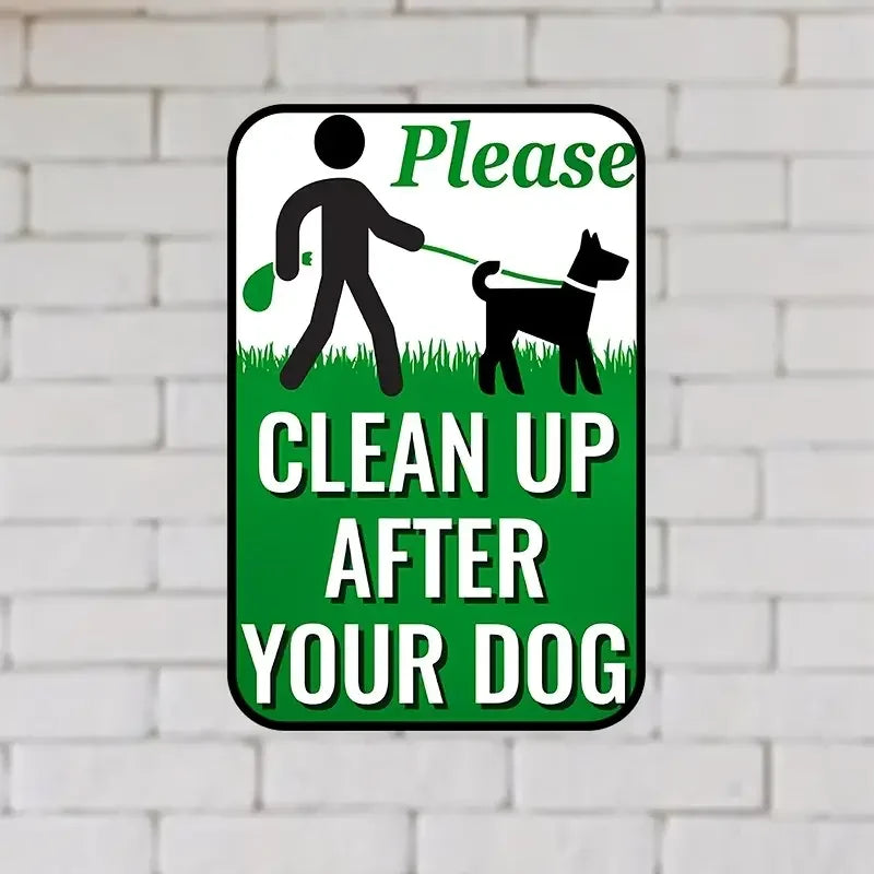 Metal Dog Waste Prohibition Yard Sign Weatherproof Aluminum