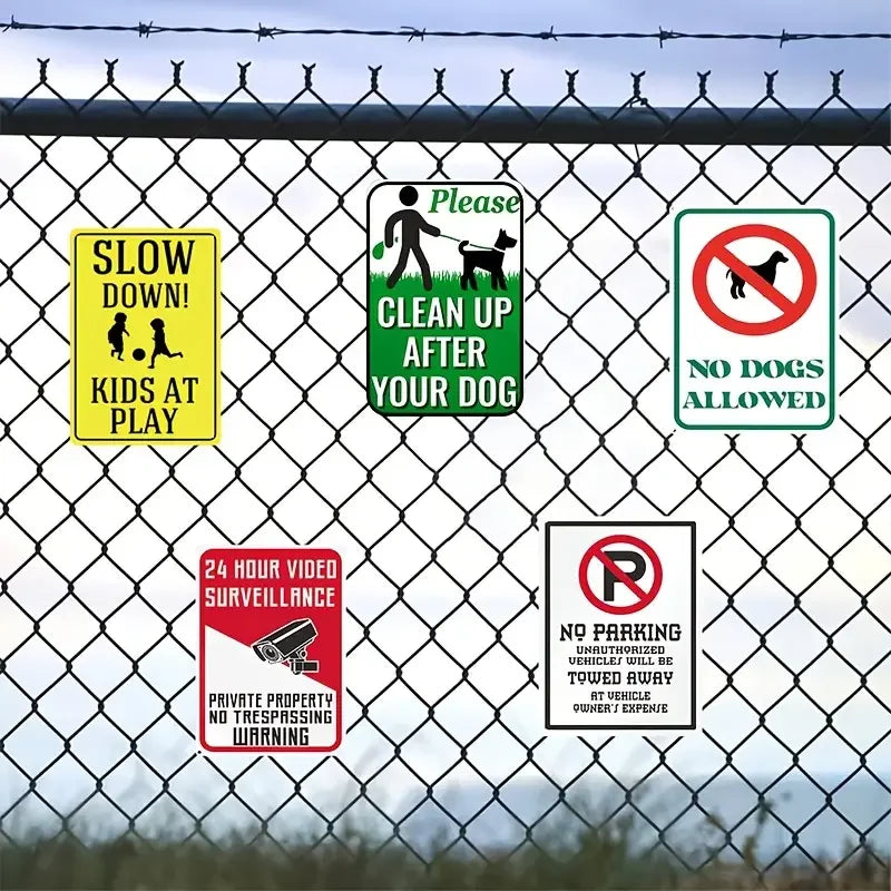 Metal Dog Waste Prohibition Yard Sign Weatherproof Aluminum