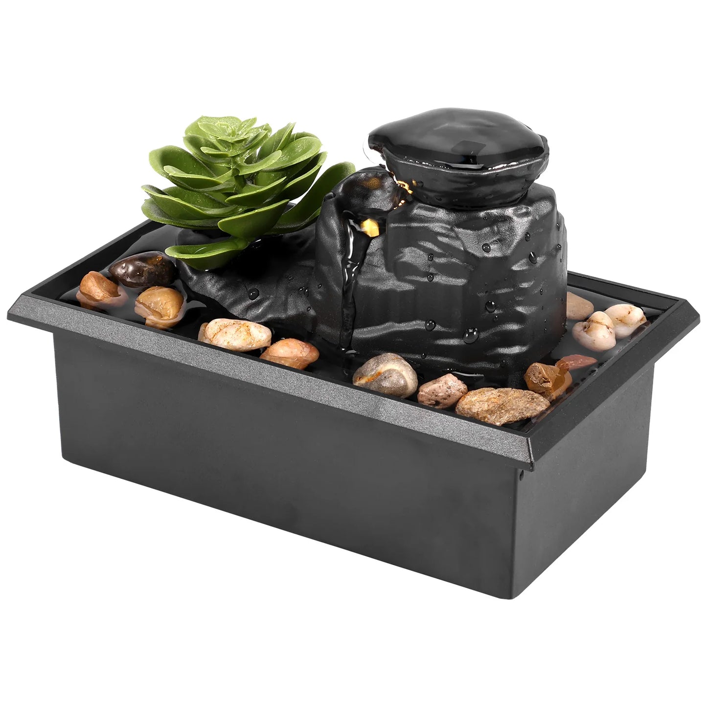 Tabletop Flowing Water Fountain for Living Room Battery and USB Operated Mini Home Decor