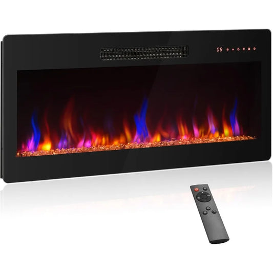 Hign-concerned Electric Fireplace Heater 1400W Recessed Wall Mount Remote