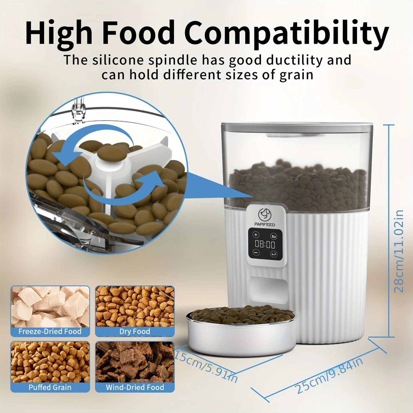 PAPIFEED Cat Automatic Feeder Dog Fixed Feeding Machine Wifi Remote Smart Pet Food Dispenser