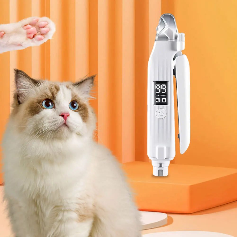 2 in 1 Electric Dog Nail Grinder and Clipper with LED Light Rechargeable Pet Nail Trimmer for Dogs and Cats