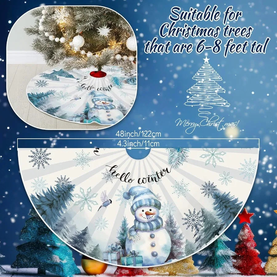 Electronic Winter Tree Skirt Snowman Snowflake Decor