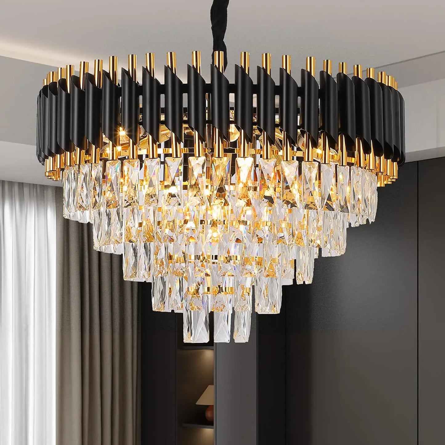 Luxury Pendant Lights Crystal Aluminum Chandelier E12 Lamp Holder