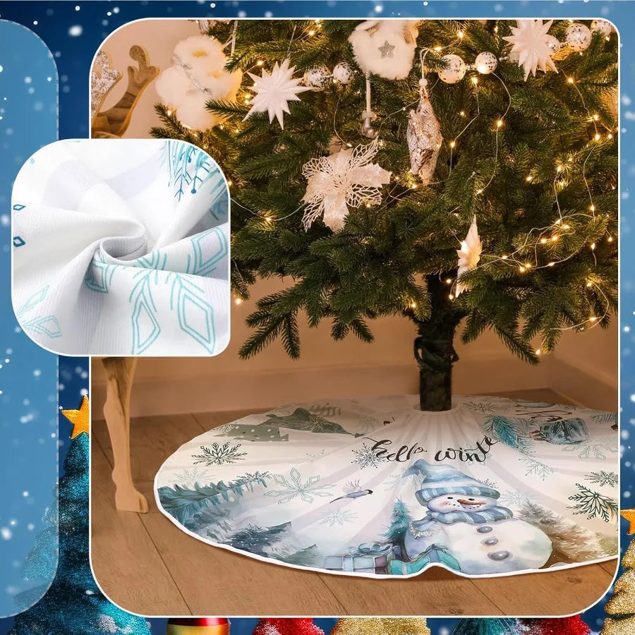 Electronic Winter Tree Skirt Snowman Snowflake Decor