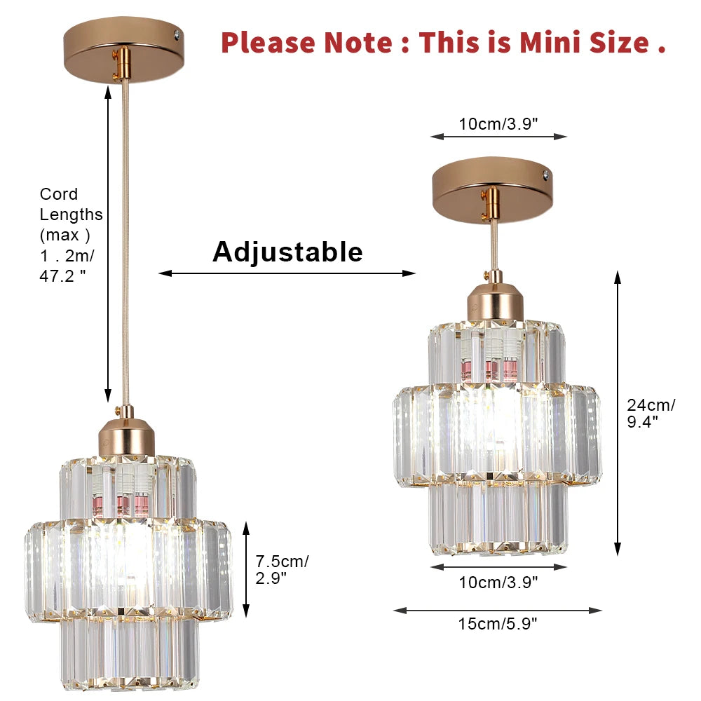 Modern Pendant Light Chandelier K9 Crystal LED Ceiling Lamp for Kitchen Island and Dining Room Nordic Decor