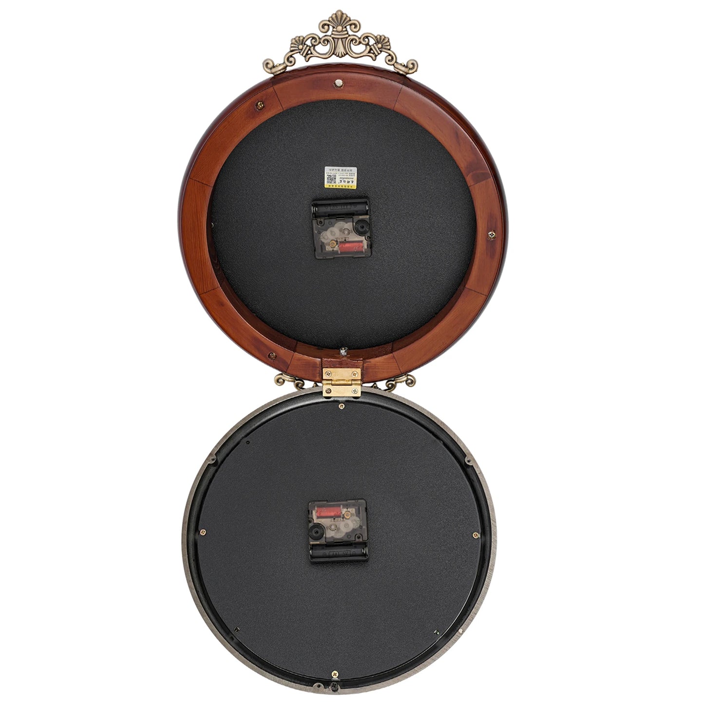 European Art Wall Clock Silent Retro Large Metal Wood Double Sided Wall Clock Living Room Home Decor