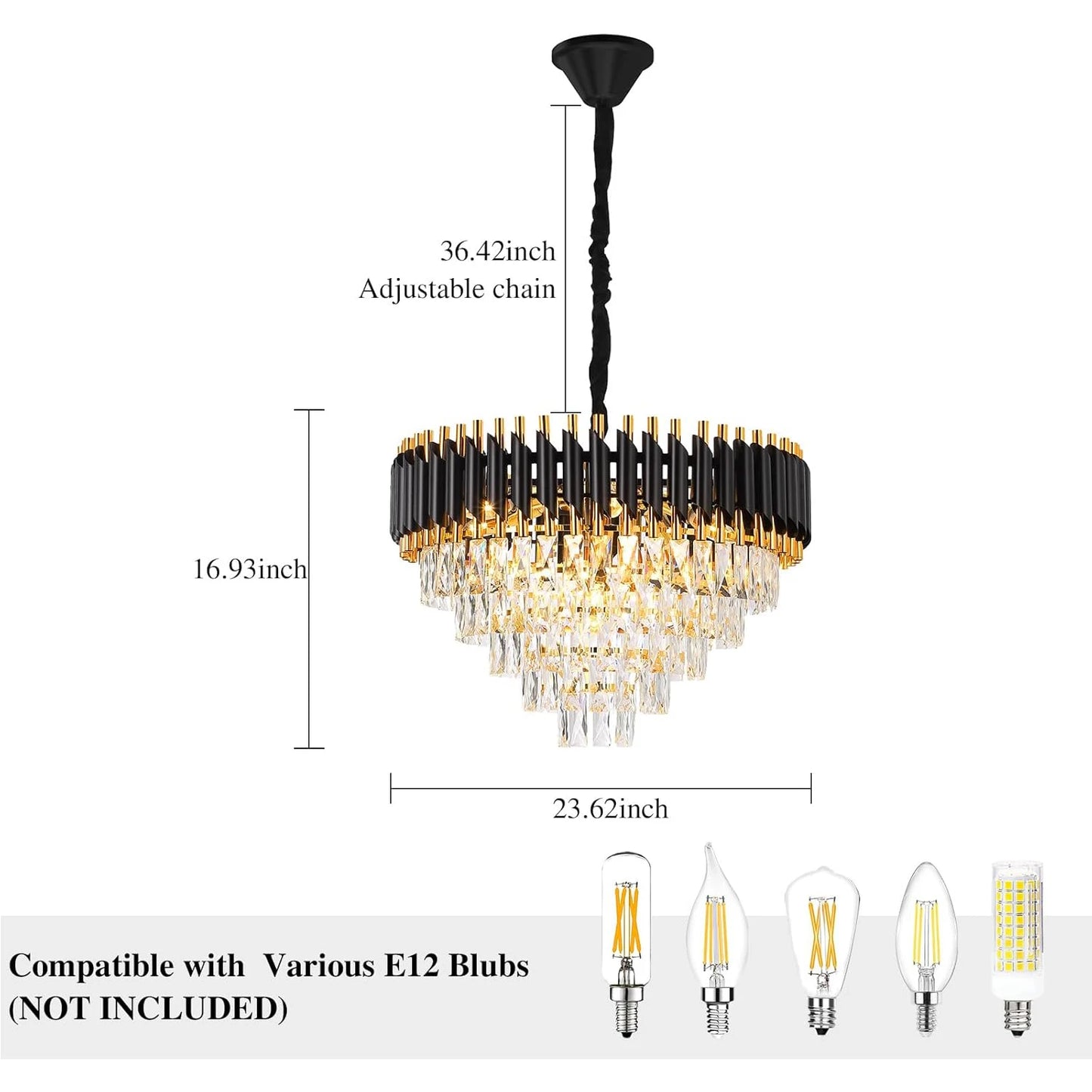 Luxury Pendant Lights Crystal Aluminum Chandelier E12 Lamp Holder