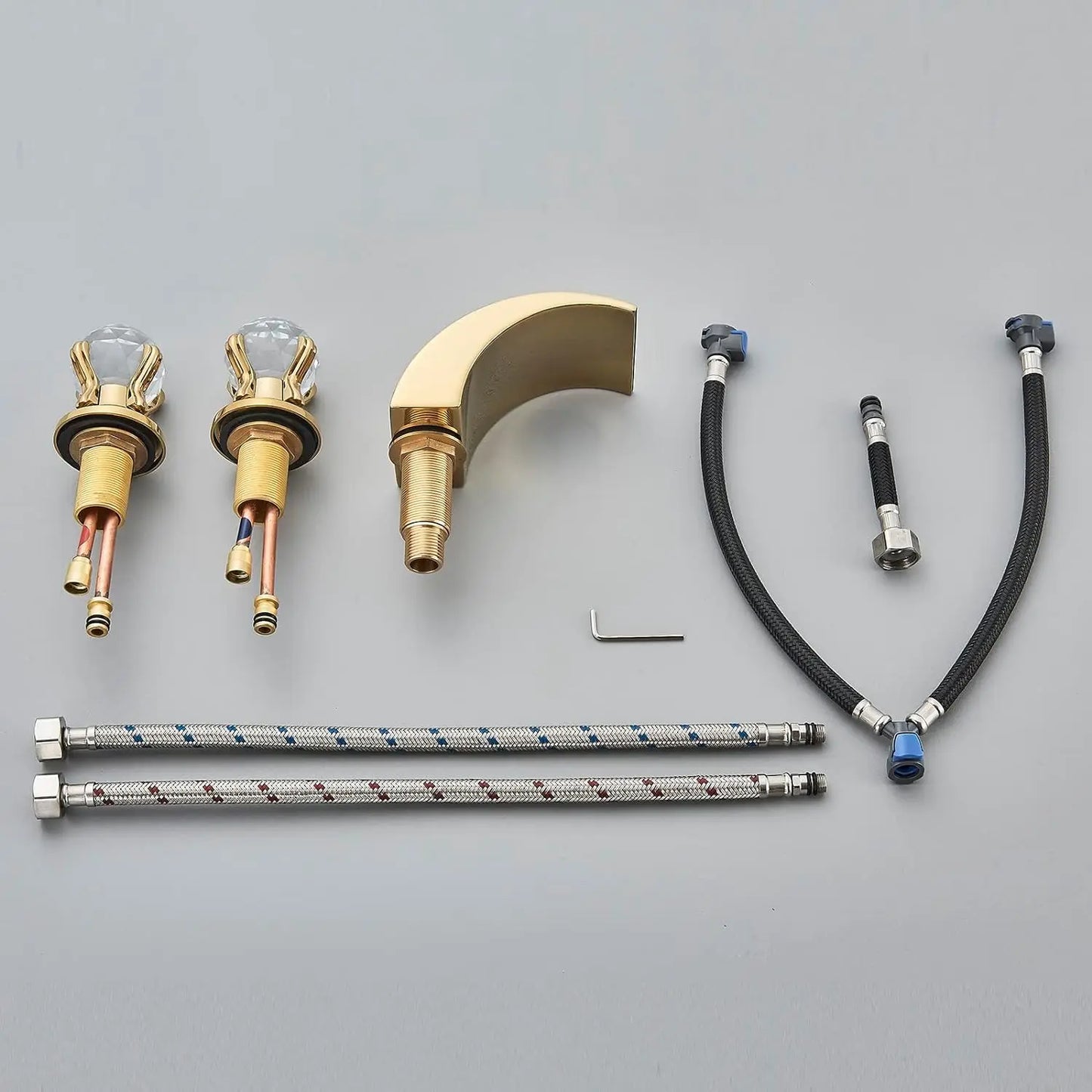 Quyanre LED Widespread Bathroom Faucet Waterfall Lavatory