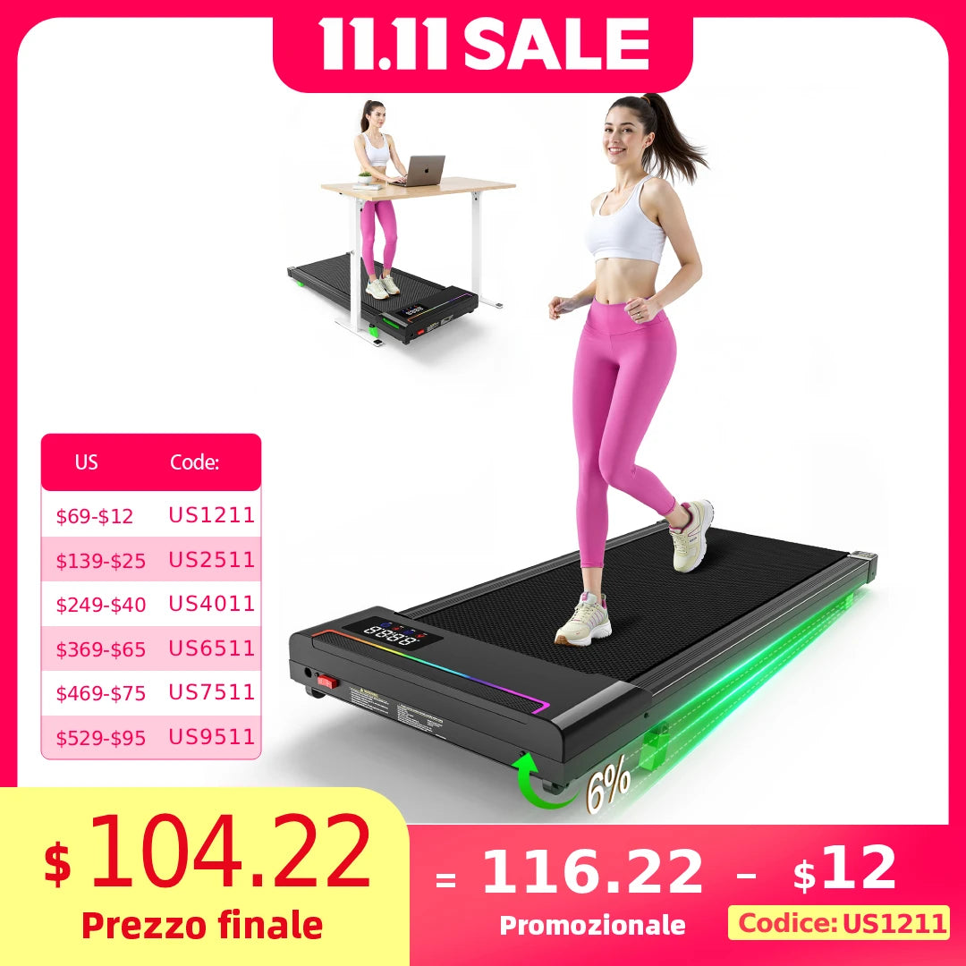 AKLUER 2 In 1 Walking Pad Under Desk Treadmill Portable