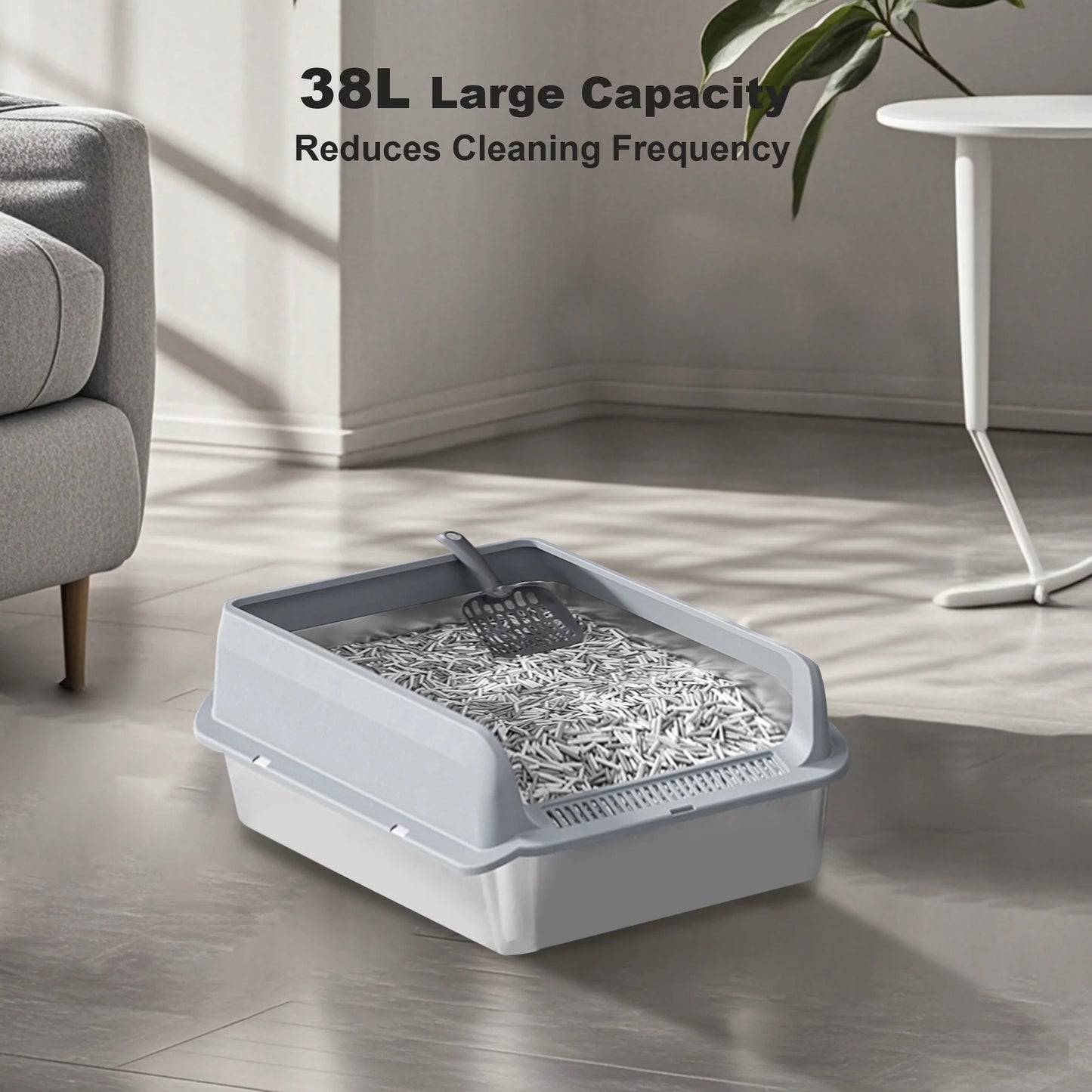 Stainless Steel Cat Litter Box High Sided For Big Cats Double Layer Litter Mat And Scoop Included