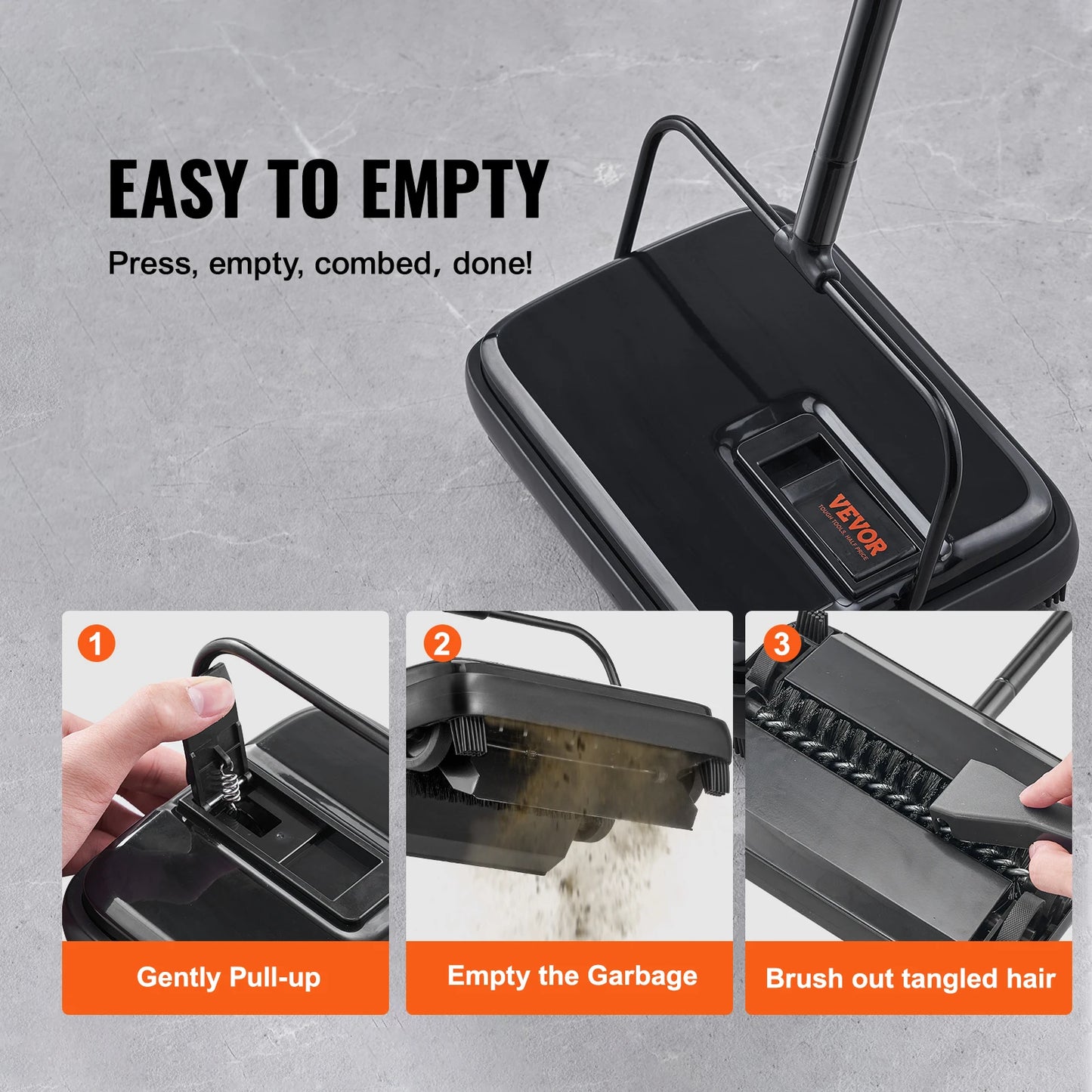 SucceBuy Manual Carpet Sweeper 300ml Dustbin Capacity