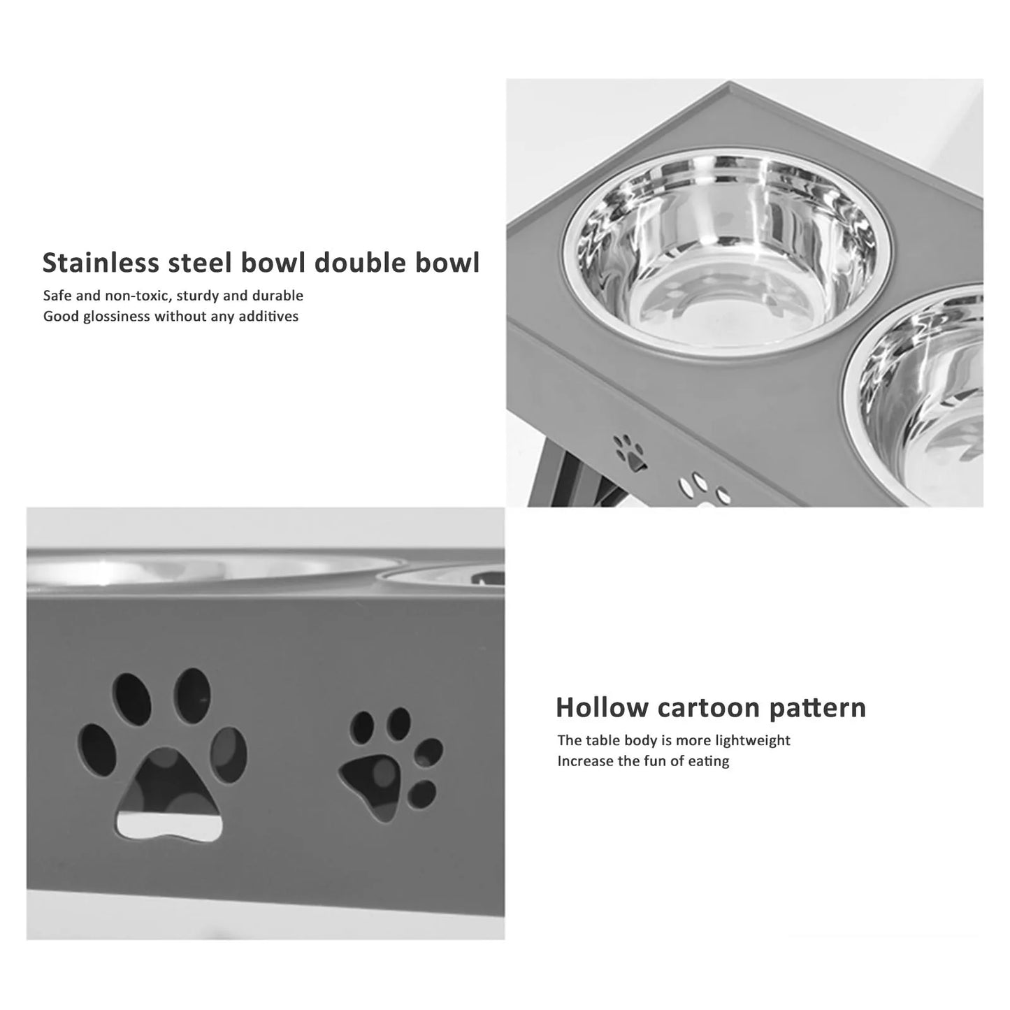 Stainless Steel Elevated Dog Bowl Non-Slip No Spill Design