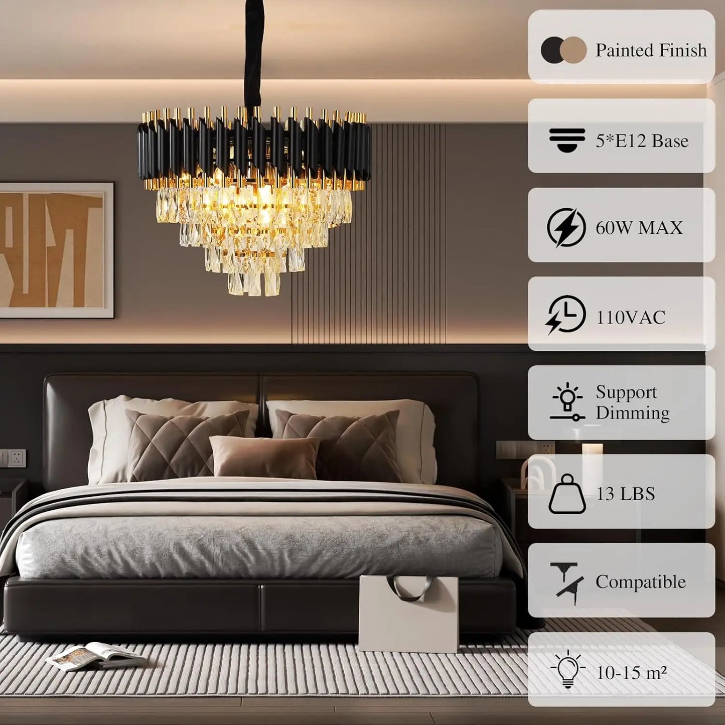 Luxury Pendant Lights Crystal Aluminum Chandelier E12 Lamp Holder