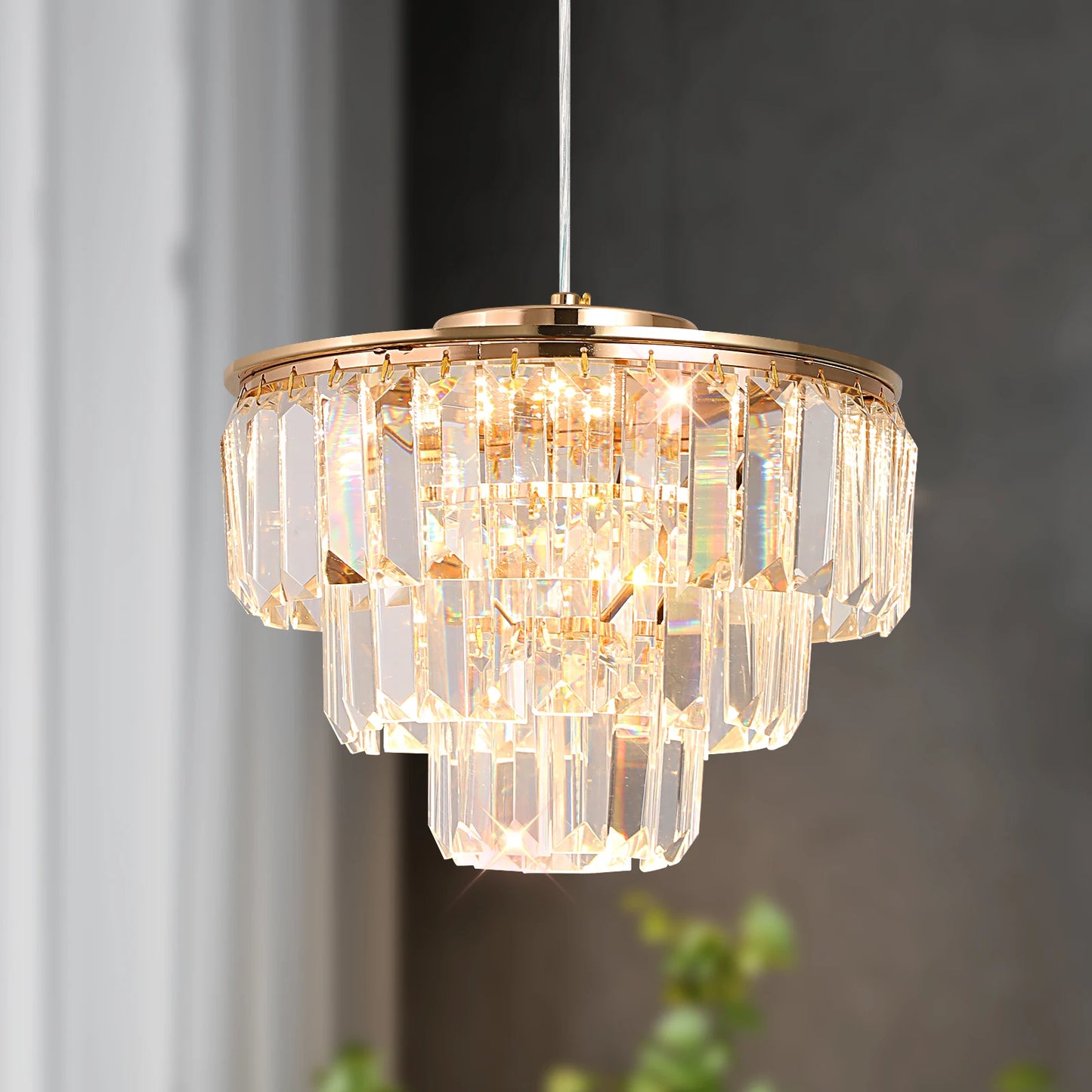 Modern Pendant Light Chandelier K9 Crystal LED Ceiling Lamp for Kitchen Island and Dining Room Nordic Decor