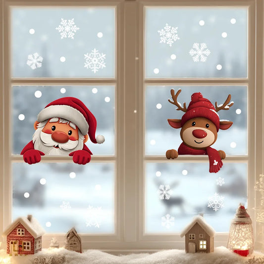 Cartoon Santa Wall Sticker Christmas Glass Window Decor
