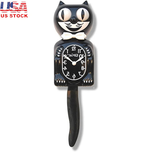 Vintage Style Black Cat Clock Battery Powered Wall Decor Rolling Eyes Wagging Tail Unique Gift for Home and Office