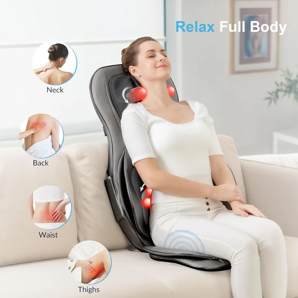 Shiatsu Neck Back Massager with Heat 2D and 3D Kneading Massage Chair Pad Adjustable Neck and Seat Massager for Full Body Relaxation Dark Gray