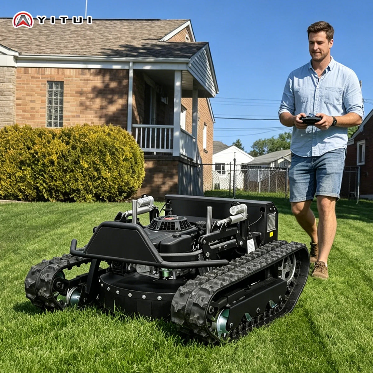 Remote Control Crawler Lawn Mower for Mountain and Backyard Maintenance