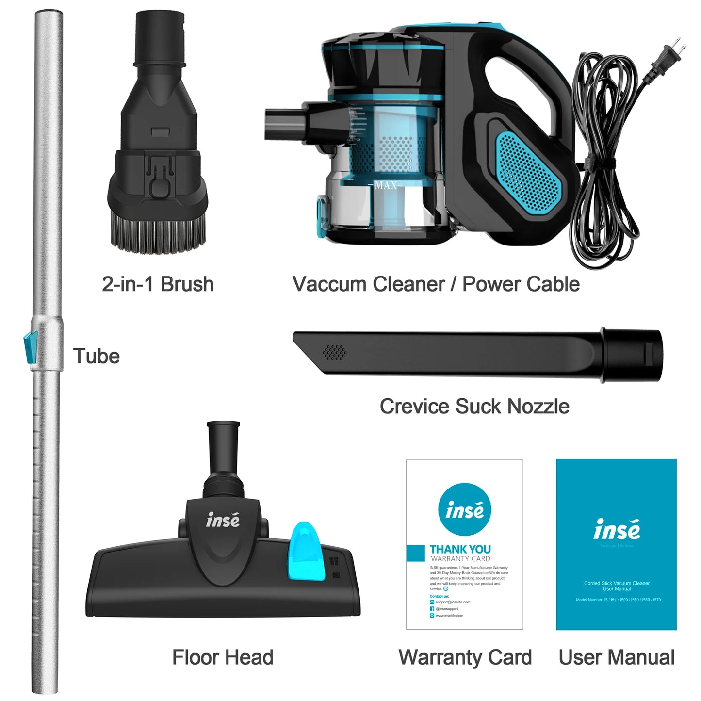 Vacuum Cleaner Corded INSE I5 18Kpa 600W Powerful Suction