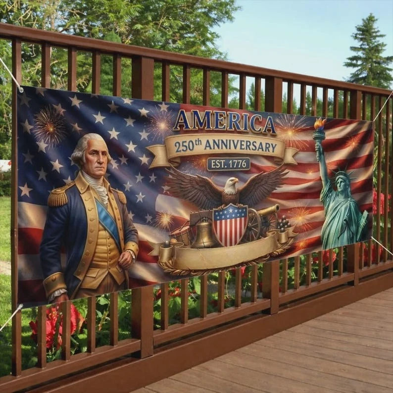 Polyester Outdoor Banner Patriotic USA 250th Anniversary Decor