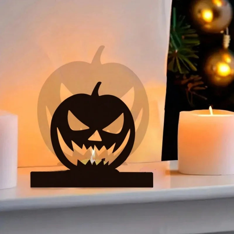 CIFBUY Halloween Pumpkin Iron Candlestick Holder Decor