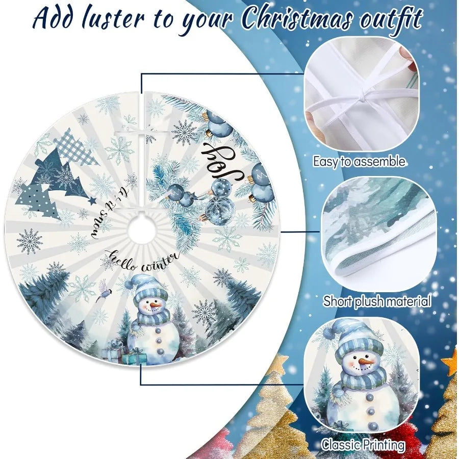 Electronic Winter Tree Skirt Snowman Snowflake Decor