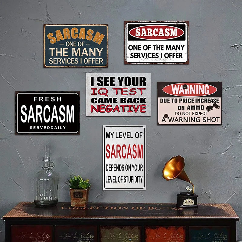 6 Pcs Funny Quotes Metal Tin Signs Retro Humorous Wall Art for Office Garage Bar Club Bedroom Kitchen Waterproof 8x12 Inch
