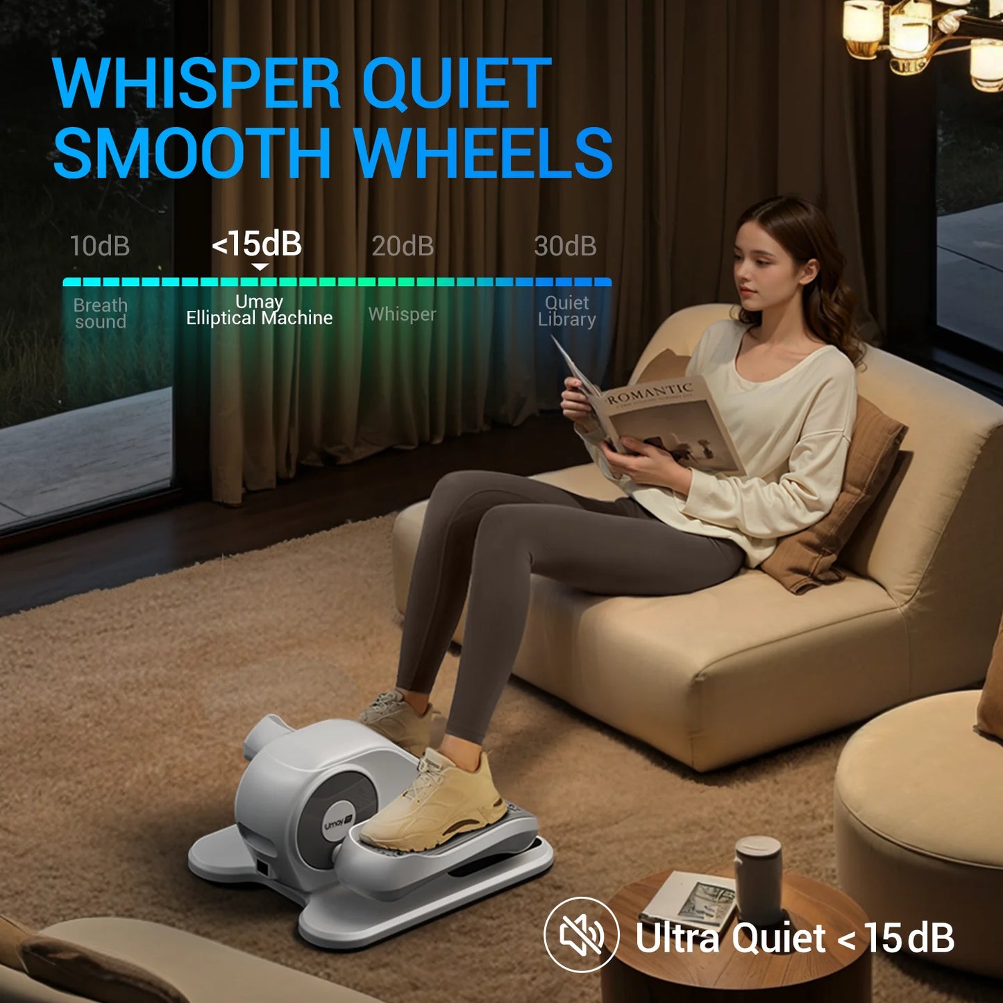 Cursor Fitness Quiet Portable Under Desk Elliptical