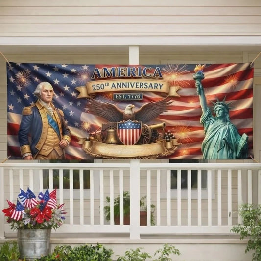 Polyester Outdoor Banner Patriotic USA 250th Anniversary Decor