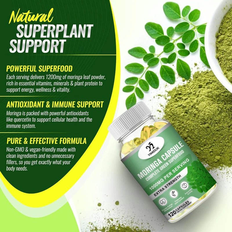 Yimiduk Pure Moringa Oleifera Capsules for Skin Glow Energy