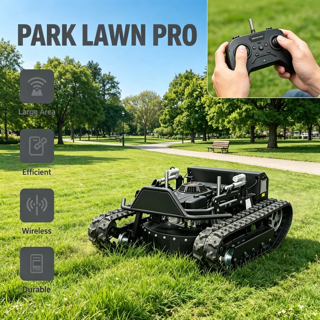 Remote Control Crawler Lawn Mower for Mountain and Backyard Maintenance