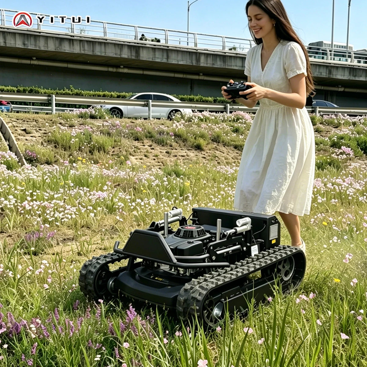 Remote Control Crawler Lawn Mower for Mountain and Backyard Maintenance