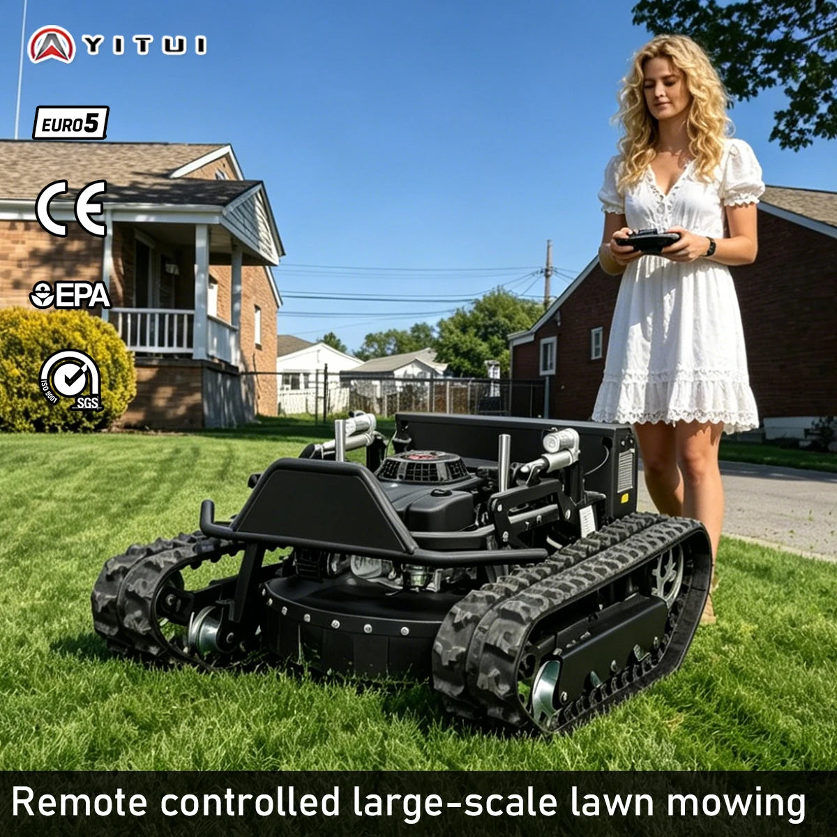 Remote Control Crawler Lawn Mower for Mountain and Backyard Maintenance