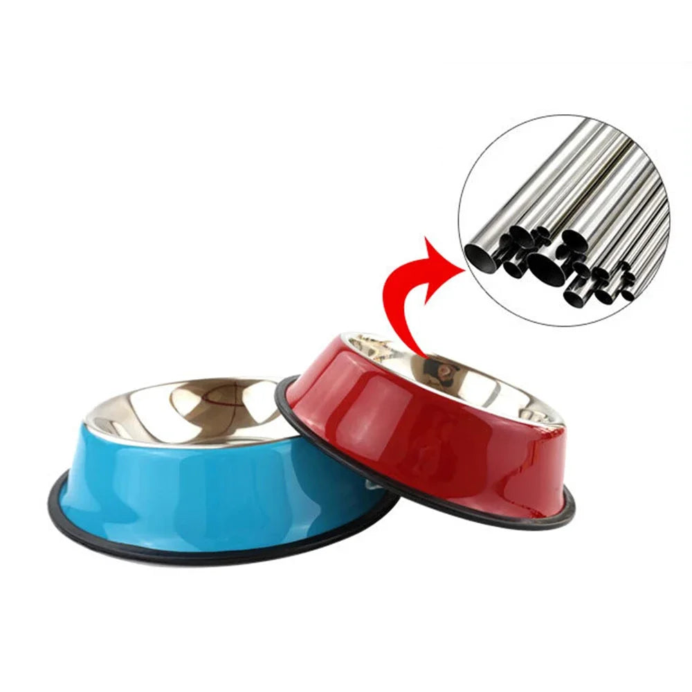Pet Dog Stainless Steel Bowls for Puppies and Cats Food and Water Dish Feeder Travel Non-Slip Feeding Dishes Pet Supplies