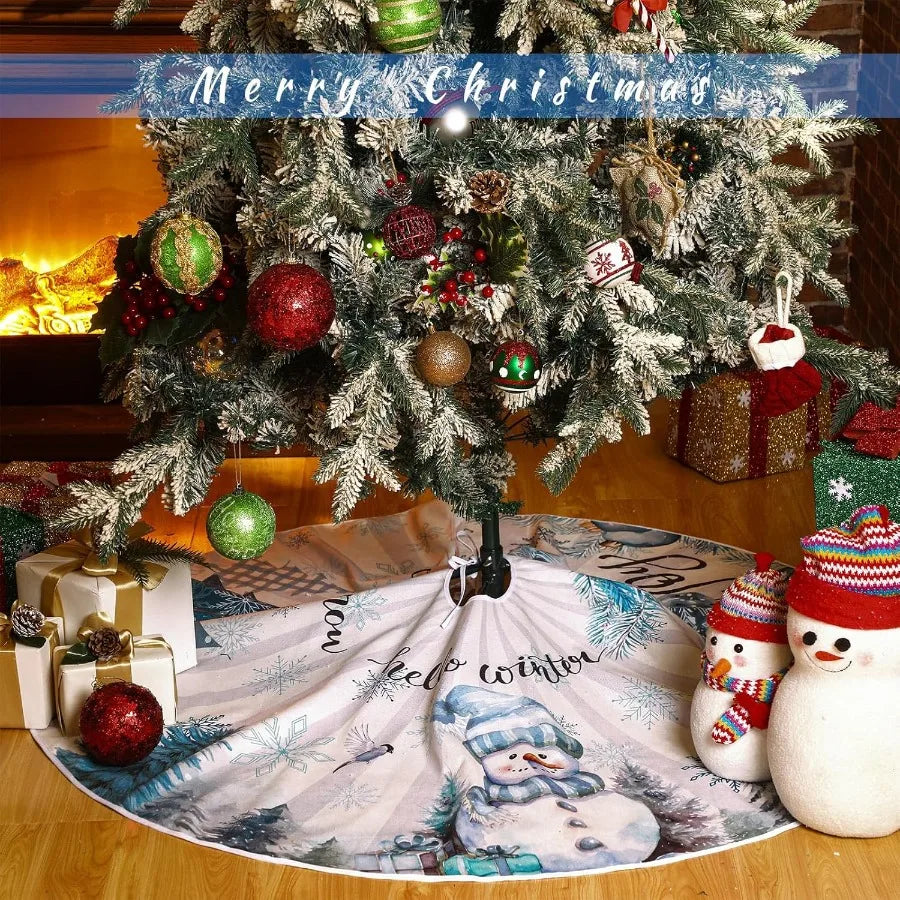 Electronic Winter Tree Skirt Snowman Snowflake Decor