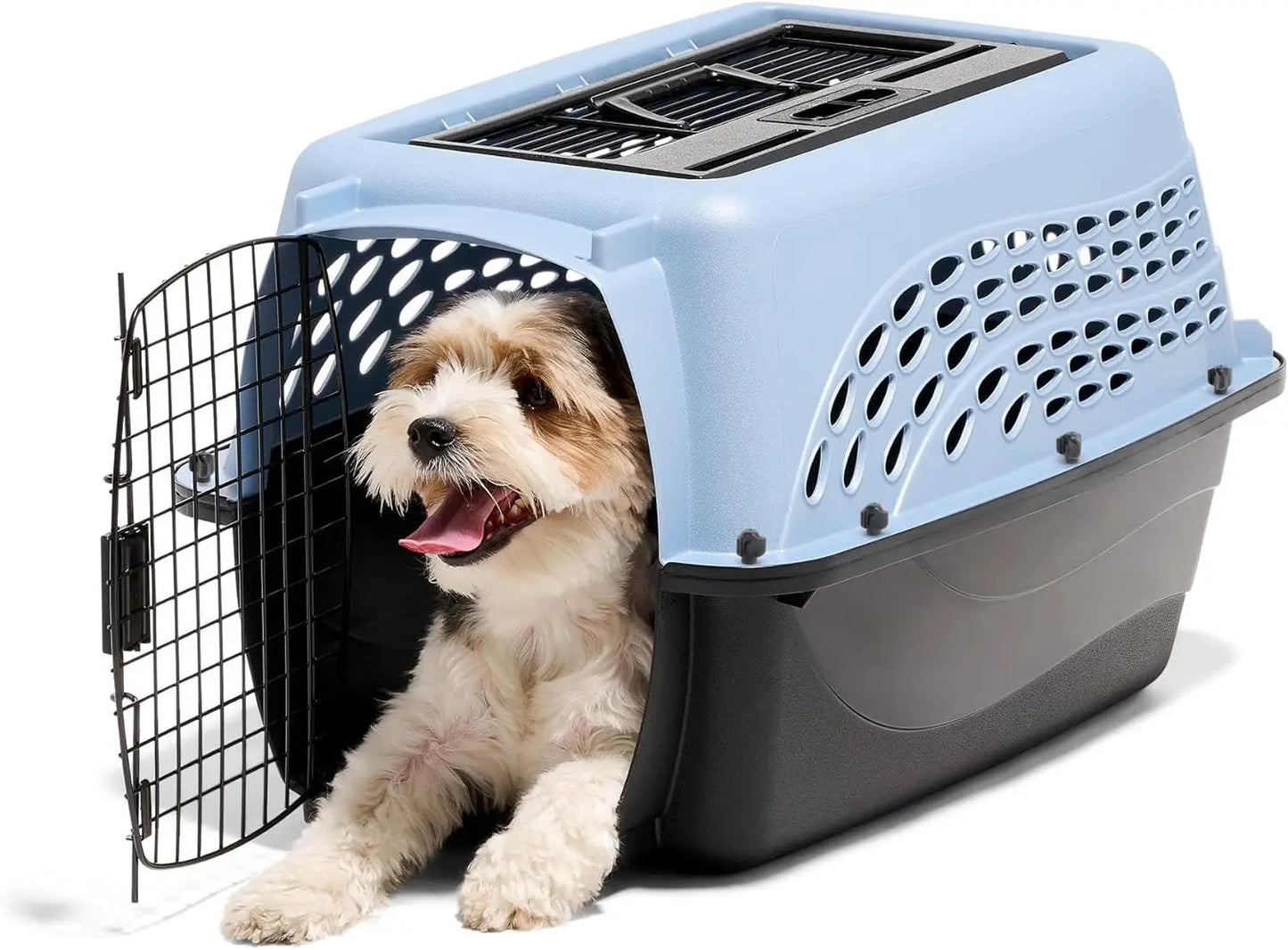 Cat Carriers Two-Door Plastic Pet Kennel Top Front Loading 24 Inch Blue