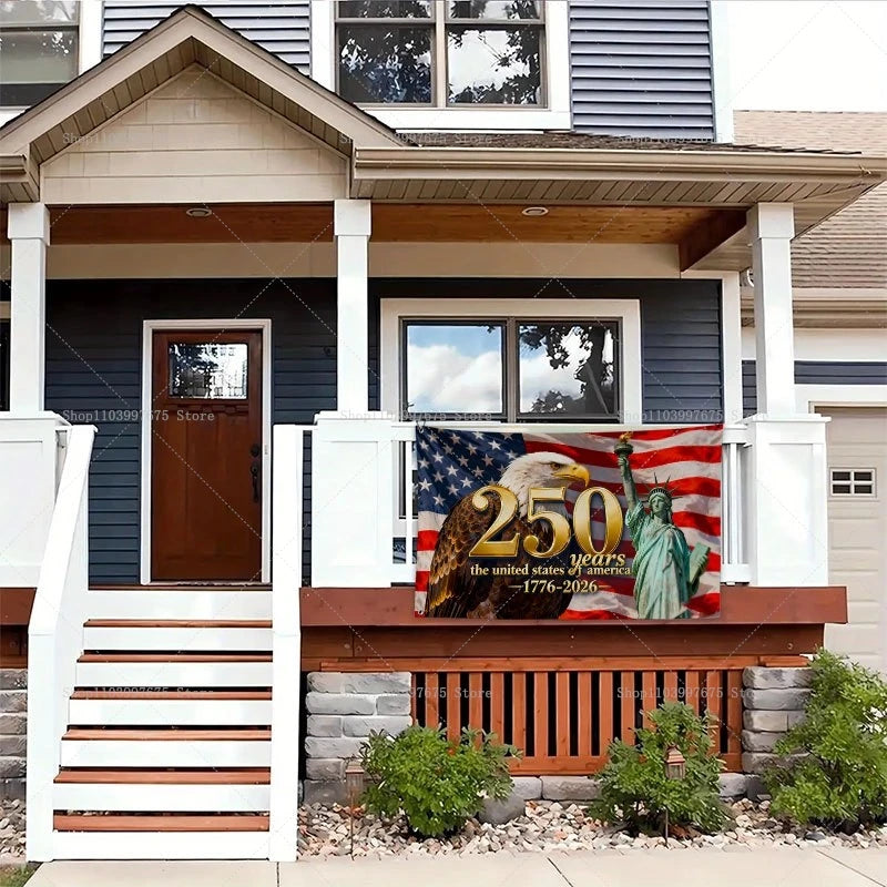 USA Flag Banner July Fourth Independence Day Outdoor Yard Decor