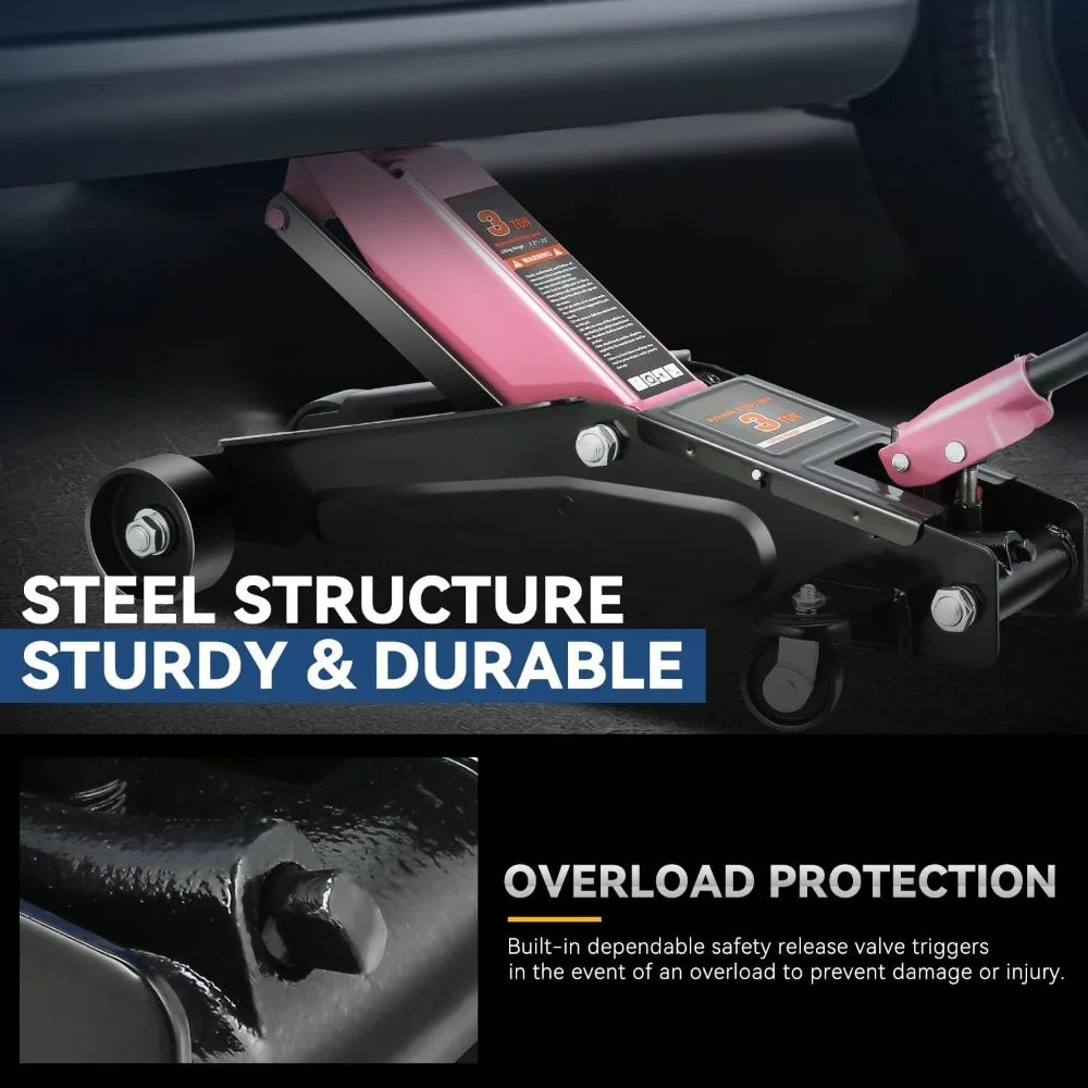 Heavy Duty 3 Ton Low Profile Floor Jack Dual Pistons