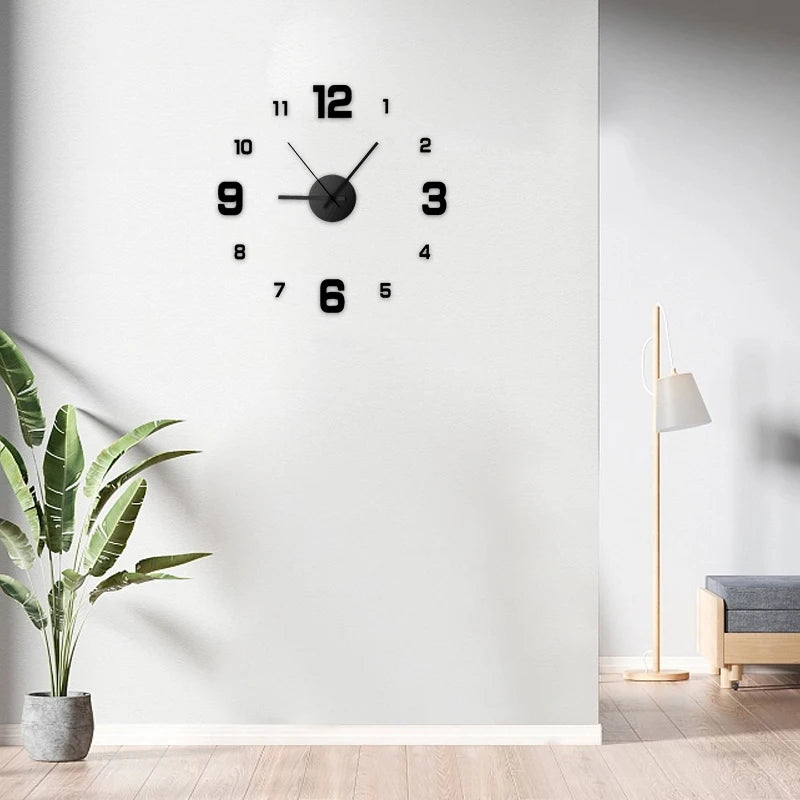 Creative Frameless DIY Wall Clock Silent Home Office Decor