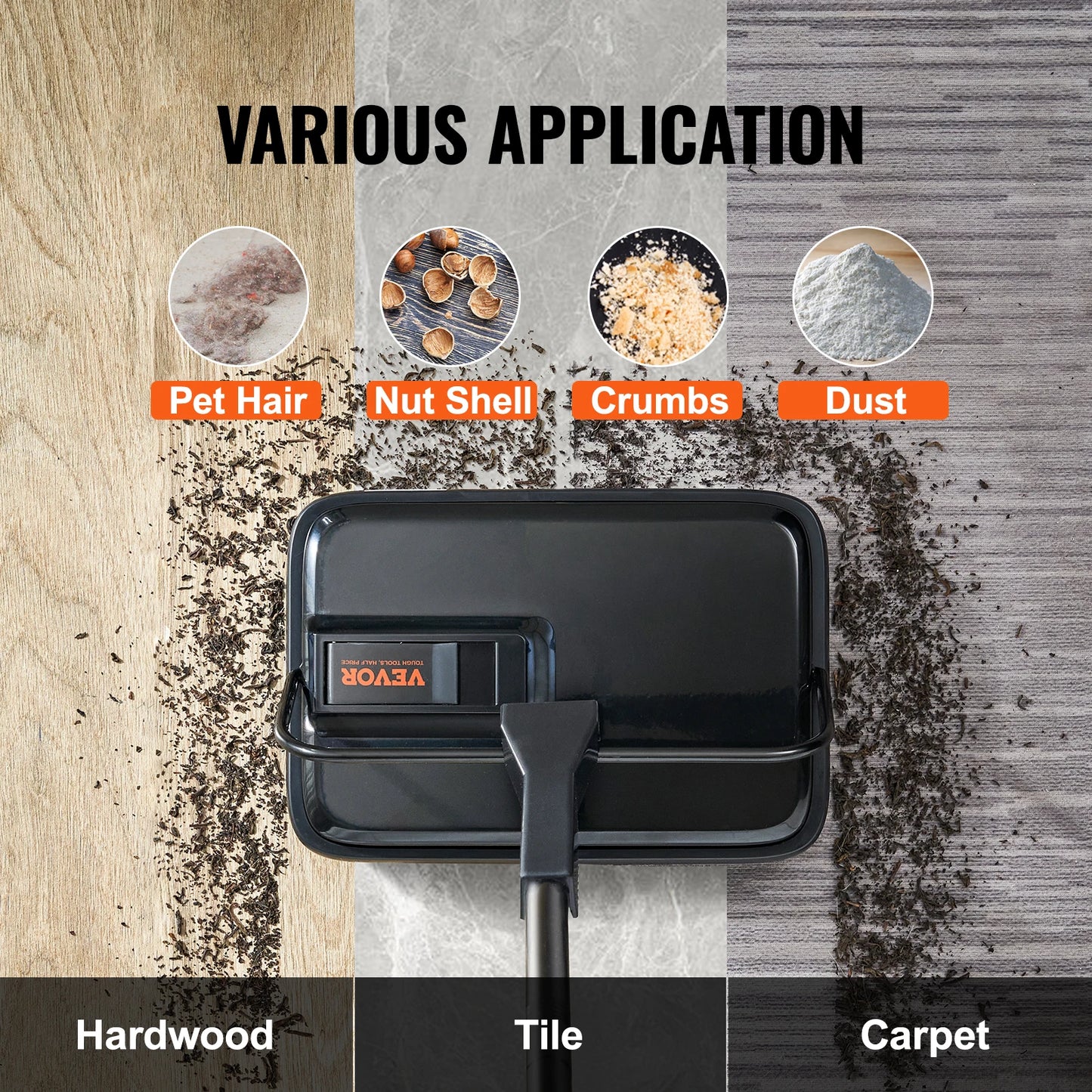 SucceBuy Manual Carpet Sweeper 300ml Dustbin Capacity