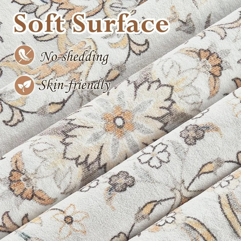 Amecrian Vintage Living Room Carpet Nonslip Machine Washable Print Coffee Table Floor Mat Large Bedroom Bedside Rug