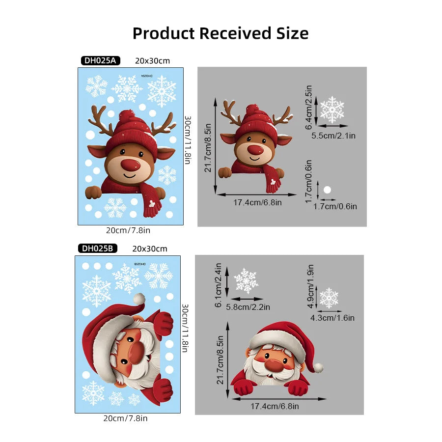Cartoon Santa Wall Sticker Christmas Glass Window Decor
