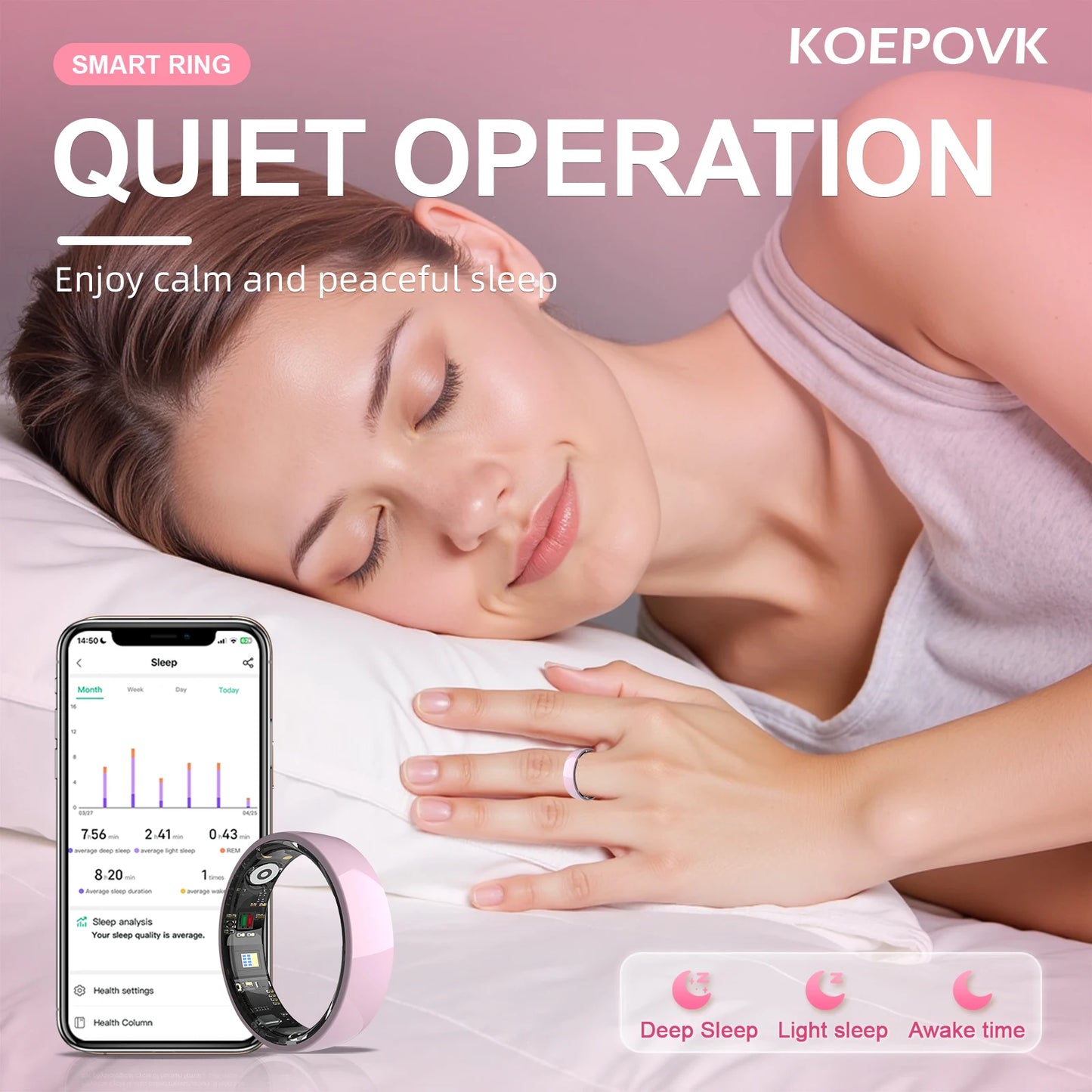 UouNeaCo Ceramic Smart Ring With Health Monitoring And Sleep Tracking